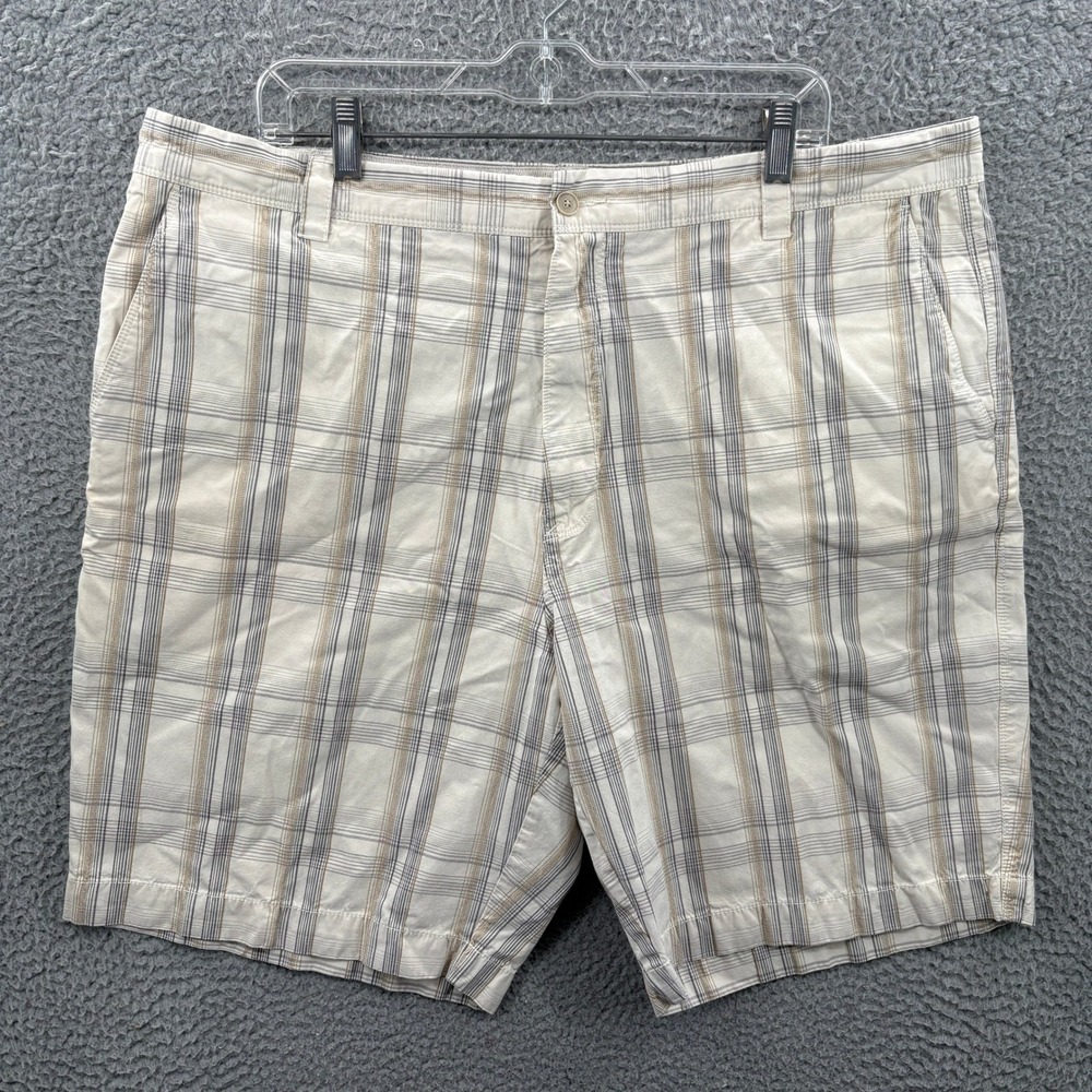 Tommy Bahama Shorts Mens 40 Beige Plaid Silk Cotton Blend Flat Front Casual